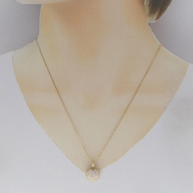 K18YG Dây chuyền kim cương hình trái tim Pavé 1.04CT - Hàng hiệu Chính hãng 860353