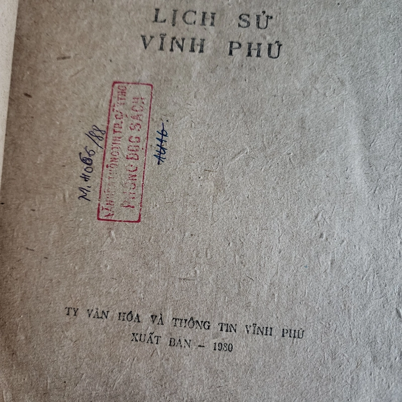 Lịch sử Vĩnh Phú | Ty văn hóa thông tin | 1980 khổ to | tình trạng như hình 526464