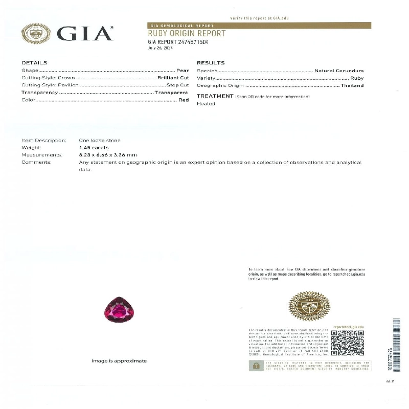 Nhẫn Ruby PT900 1.45CT xuất xứ Thái Lan - Hàng hiệu Chính hãng 671139