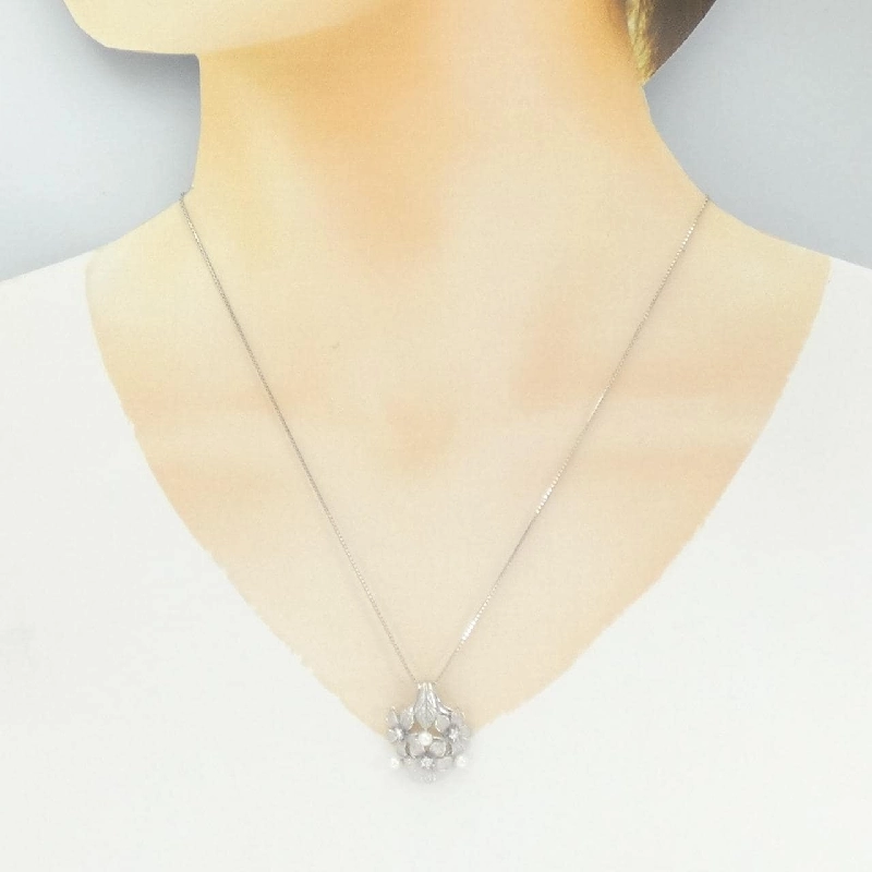 Dây chuyền ngọc trai Akoya hoa PT900/PT850 - Hàng hiệu Authentic 856471