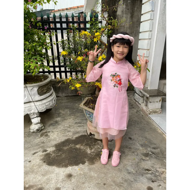 Áo dài cộng vấn màu hồng  800038