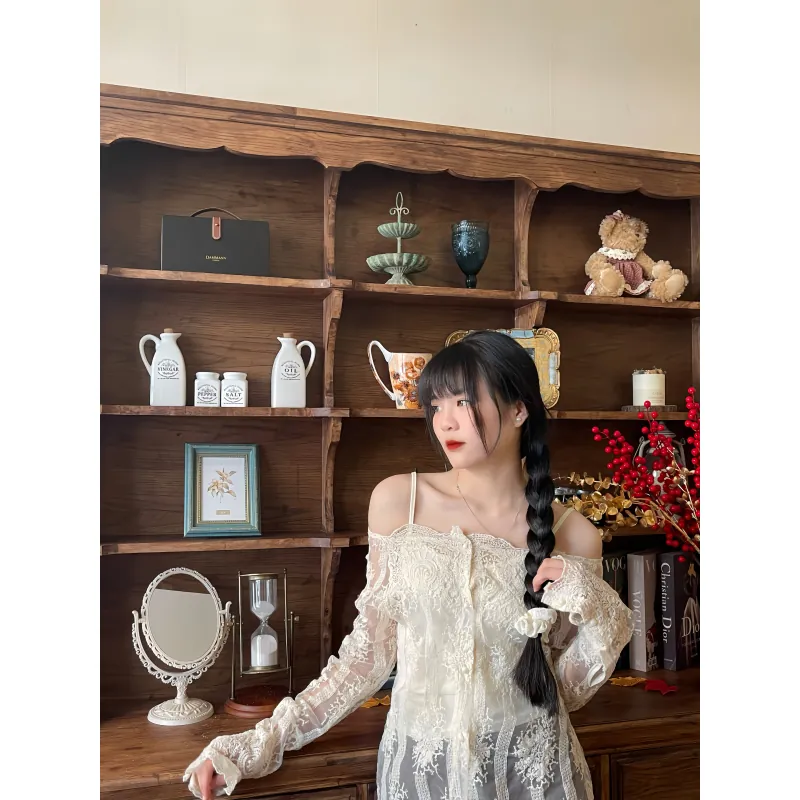 Set áo bánh bèo ren và 2 dây 789709