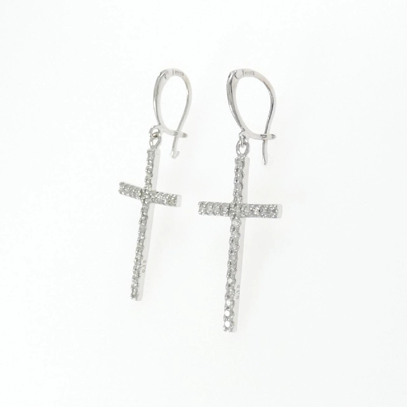 K18WG Bông tai kim cương chéo 0.30CT - Hàng hiệu Authentic 867203