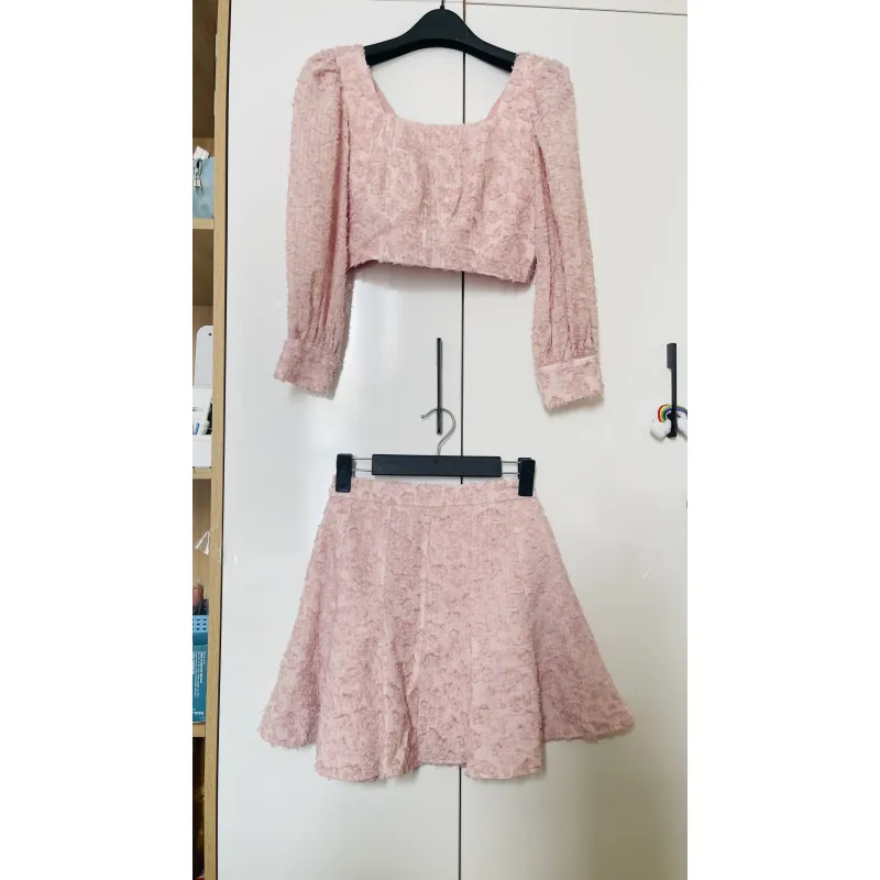 Bộ váy croptop, màu hồng, sizeS 1013491