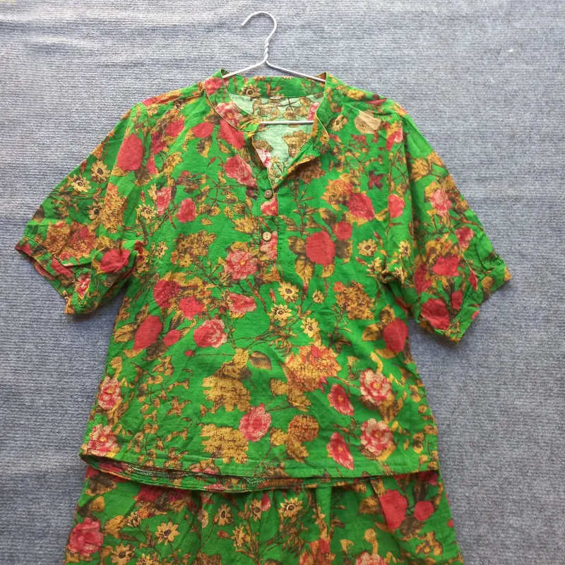 Bộ mặc nhà họa tiết hoa xanh 932348