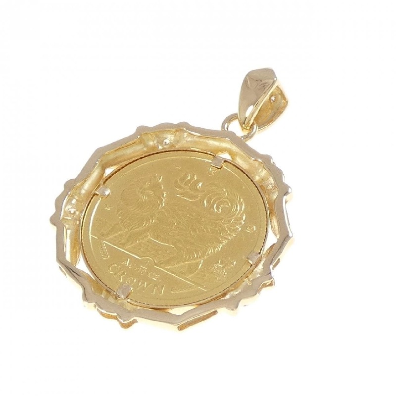 K18YG(枠) Dây chuyền đồng xu kim cương 0.04CT - Hàng hiệu Chính hãng 871357