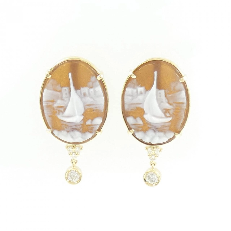 K18YG Shell Cameo Bông Tai - Hàng hiệu Chính hãng 878262