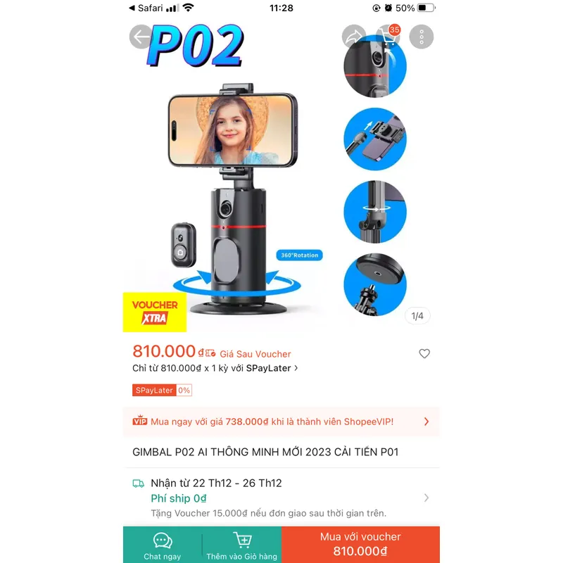 Gimbal P02 AI thông minh 737865