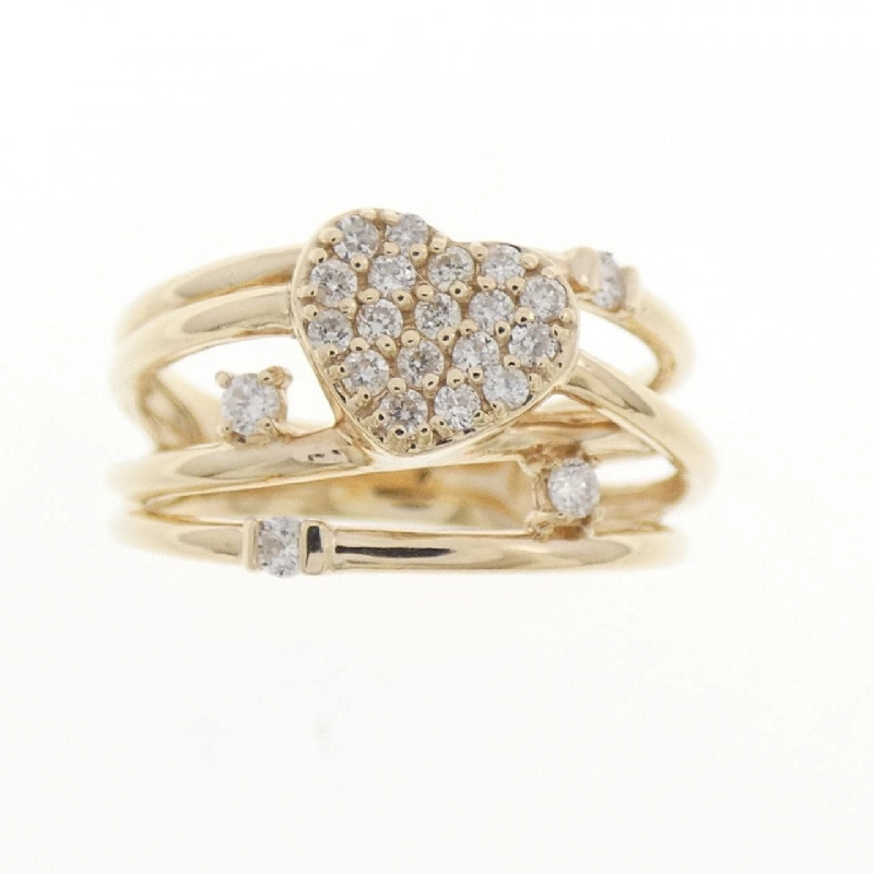 Nhẫn kim cương hình trái tim K10YG Pavé 0.18CT - Hàng hiệu Authentic 848886