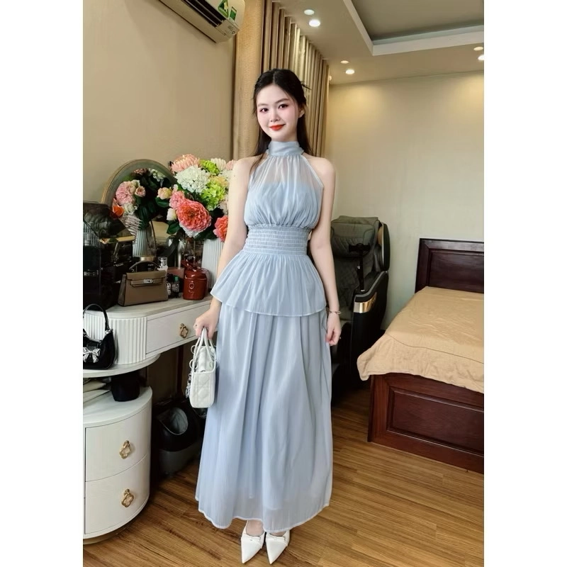 Váy tiểu thư nhẹ nhàng màu xanh biển ,size L co dãn  454805