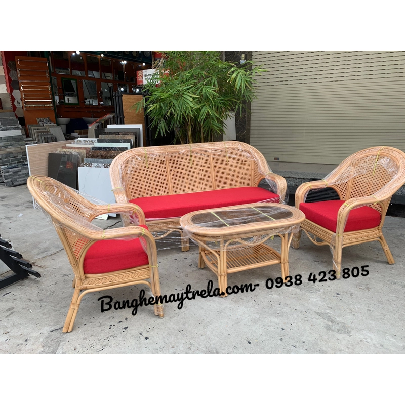 Bàn ghế sofa mây lưới 472912