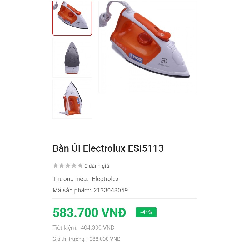 Bàn ủi hơi nước Electrolux Esi5113 59529