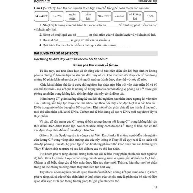 Tổng Ôn phần Tư Duy Khoa Học/Giải Quyết Vấn Đề Môn Sinh Học 925905