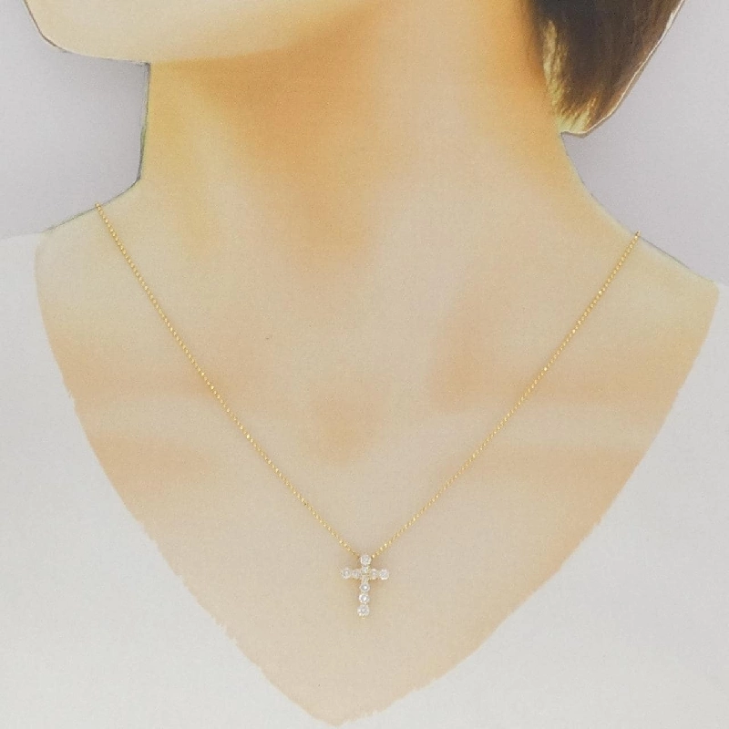 K18YG Dây chuyền kim cương chéo 0.50CT - Hàng hiệu chính hãng 855777