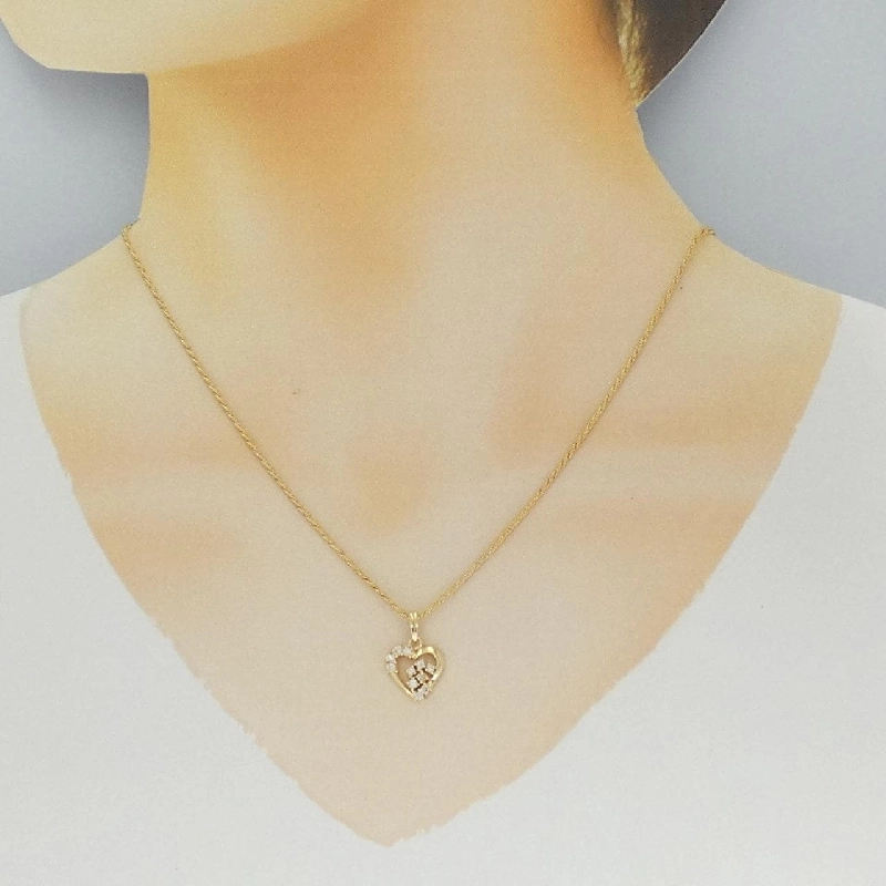 K18YG Dây chuyền trái tim kim cương 0.22CT - Hàng hiệu Authentic 859200