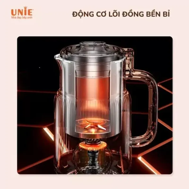 Máy làm sữa hạt UNIE UMB08 PRO dung tích 600ml, lưỡi dao 8 cánh, chất liệu inox304 706308