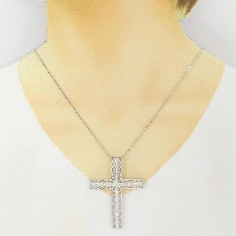 K18WG Dây chuyền kim cương chéo 0.92CT - Hàng hiệu Chính hãng 860472