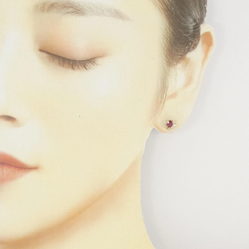 K18YG Bông tai hình trái tim Ruby 0.61CT - Hàng hiệu Chính hãng 871896