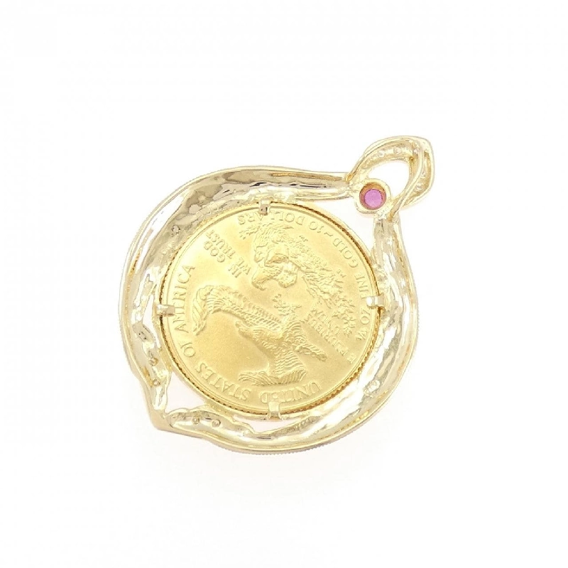 K18YG(khung) Mặt dây chuyền đồng xu ruby 0.064CT - Hàng hiệu Chính hãng 870918