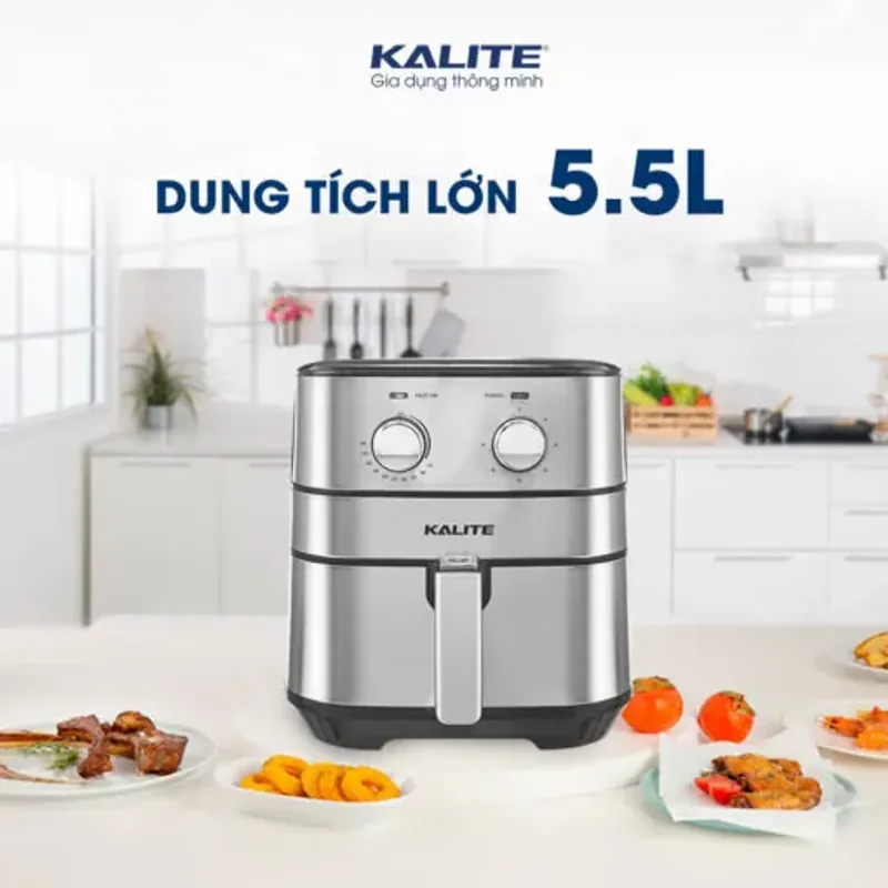 Nồi chiên không dầu KALITE Q5 🍗 dung tích 5.5L – điều khiển cơ cực bền ✨ 706930