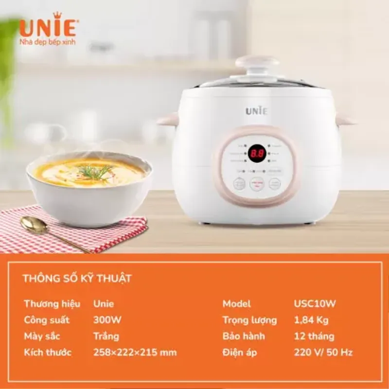 🔥Nồi nấu chậm đa năng  UNIE USC10W, nấu ngon mà không tốn công 572246