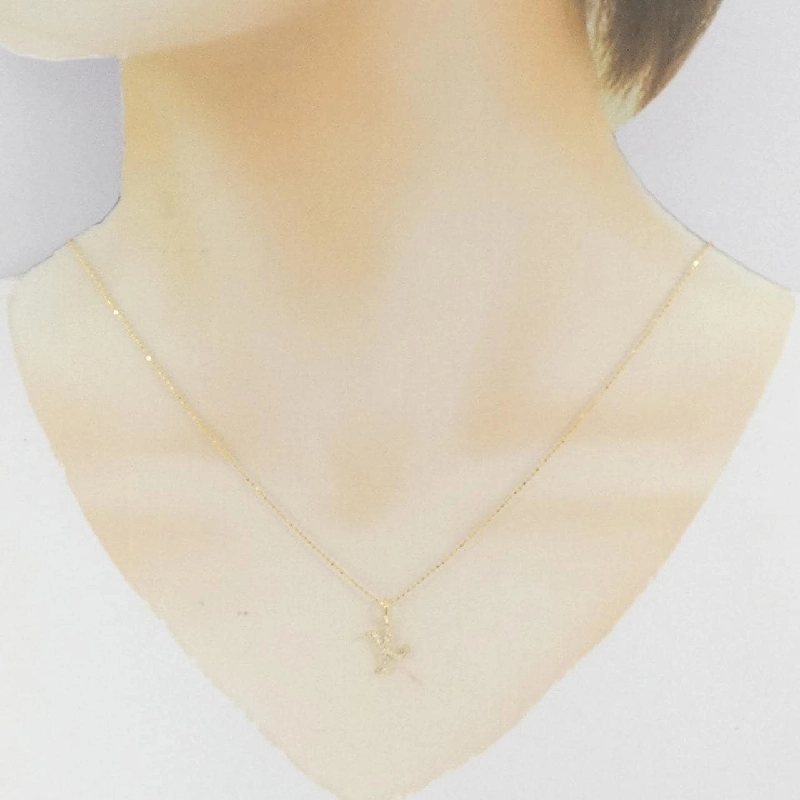 K18YG Chữ cái K Dây chuyền kim cương 0.08CT - Hàng hiệu Chính hãng 858874