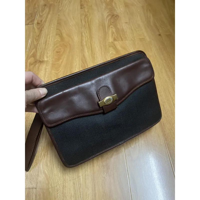 Clutch nam hiệu da thật phối canvas 2hand 1002006