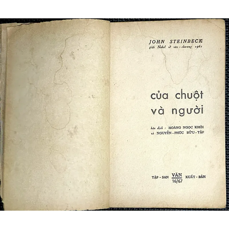 CỦA CHUỘT VÀ NGƯỜI - Tác giả  JOHN STEINBECK 1033154