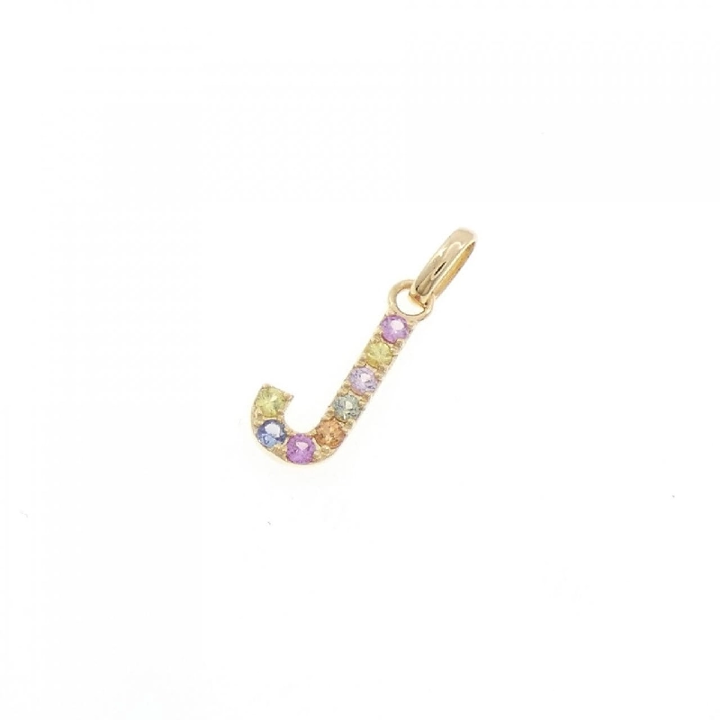 K18YG Chữ cái J Mặt dây chuyền Sapphire 0.12CT - Hàng hiệu Chính hãng 865568