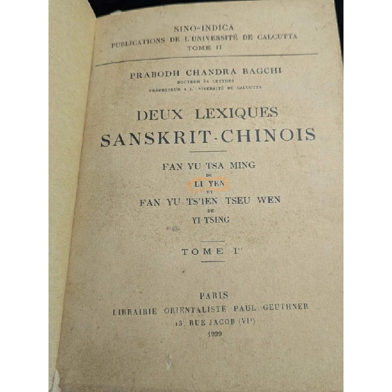 Deux lexiques sanskrit - chinois - Prabodh Chandra bagchi xuất bản 1929 -1937 trọn bộ 726940