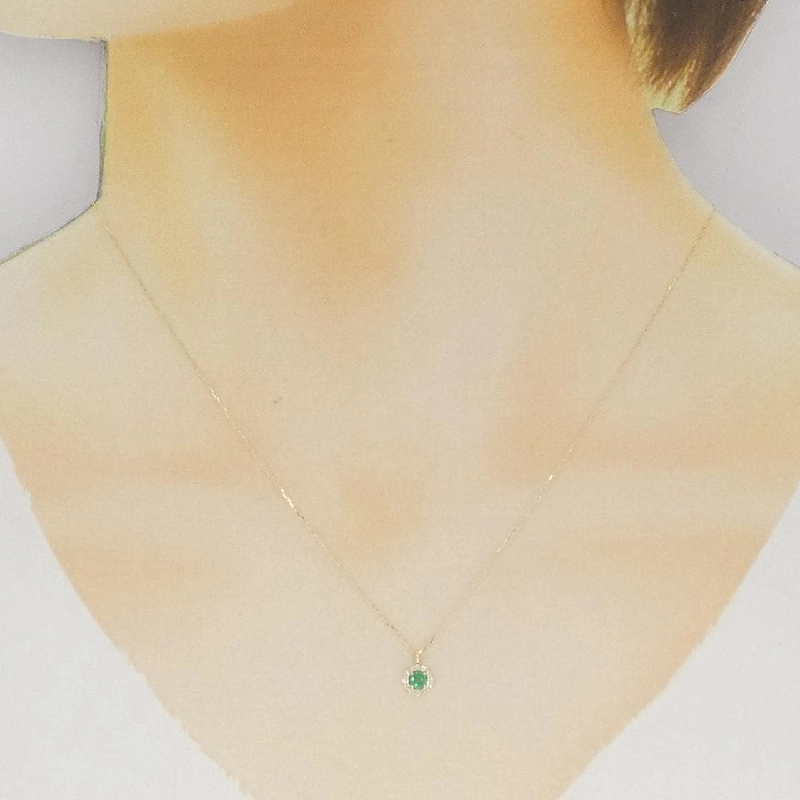 K18YG Emerald Necklace 0.08CT - Hàng hiệu Authentic 858053