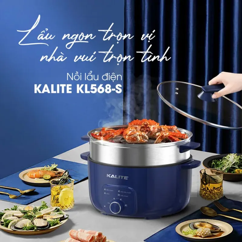 Nồi lẩu hấp KALITE KL568-S đa năng 2 tầng 11L chĩnh hãng mới 100% 572366