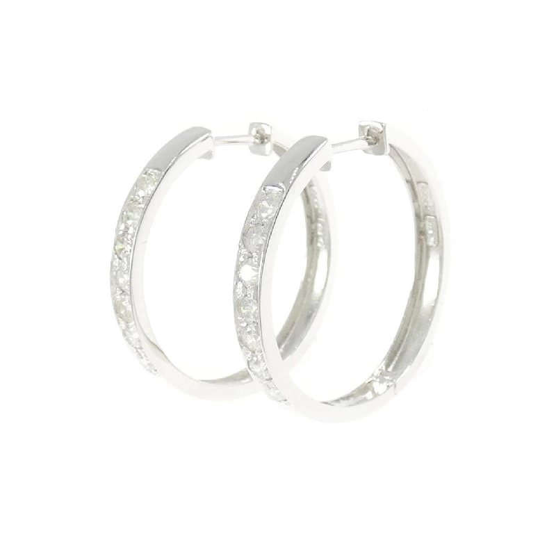 K18WG Bông tai kim cương hình vòng 0.70CT - Hàng hiệu Chính hãng 870316