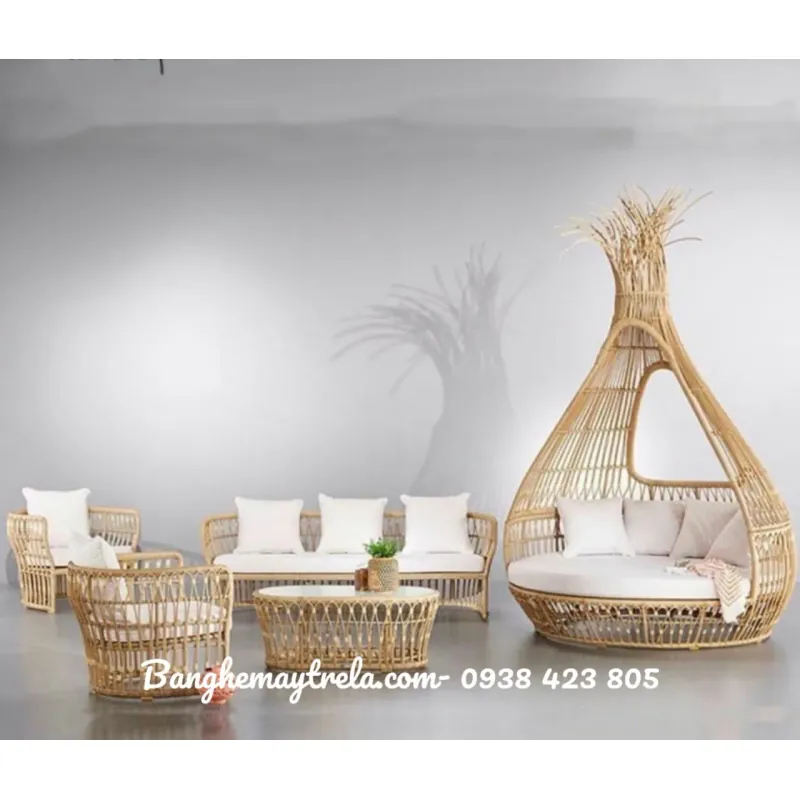 Sofa mây nhựa sân vườn 715348