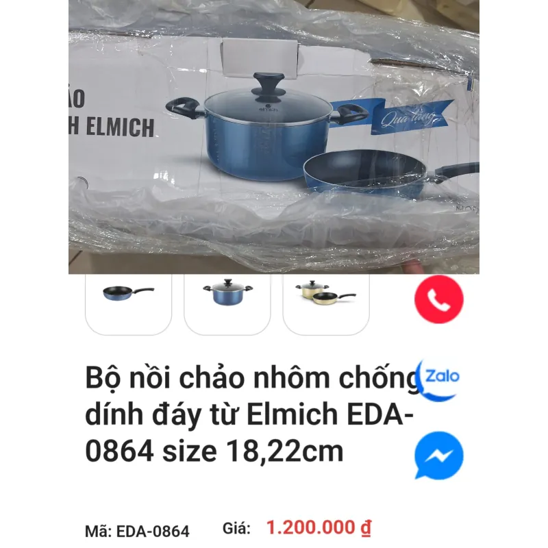 Bộ nồi chảo Elmich EDA 0864 cỡ nhỏ hàng mới 100% 756761
