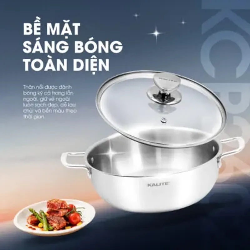 Nồi inox liền khối cao cấp đa năng KALITE KCP2602 – Size 26cm, hiệu suất bắt từ 98%, mới 706241