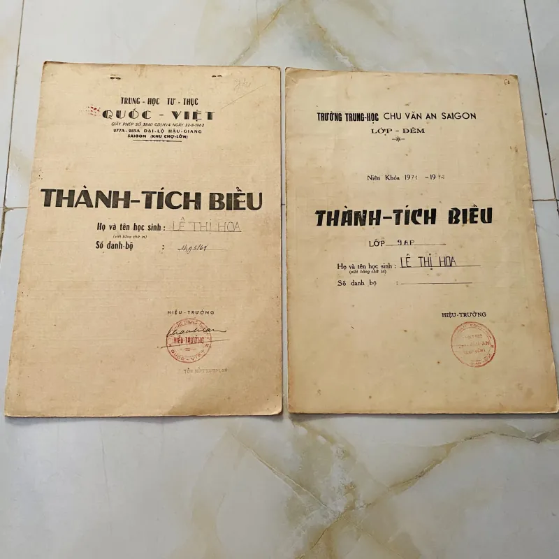 Bộ thành tích biểu xưa nữ sinh Trung học Chu Văn An Saigon và Trung học tư thục Quốc Việt 1013127