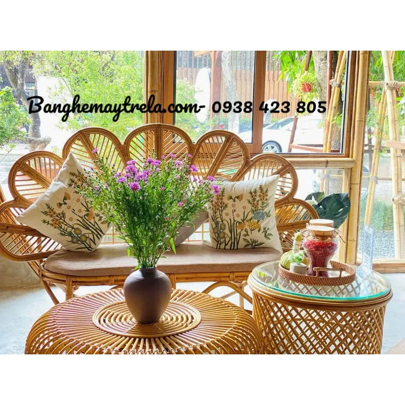 Bàn ghế mây tự nhiên cho spa 693793