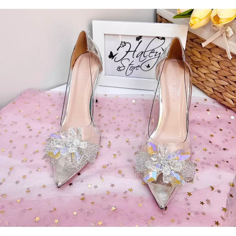 Giày cao gót phale đá 9p HALEY STORE trong suốt  1039385