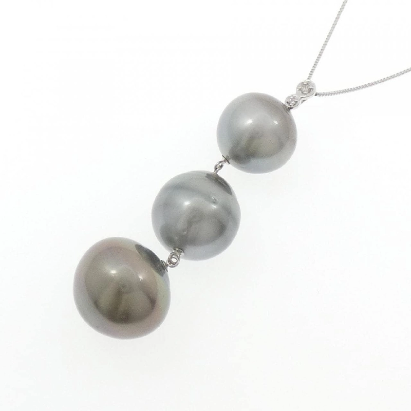 K18WG Ngọc trai đen dây chuyền - Hàng hiệu Authentic 856309