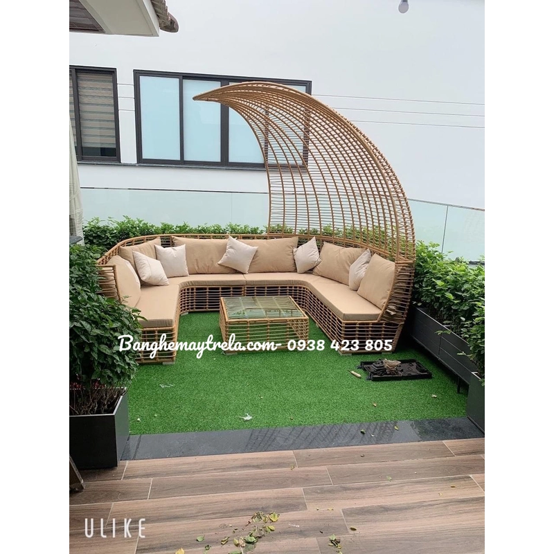 Bàn ghế chụp hình ngoài trời nhựa giả mây 454985
