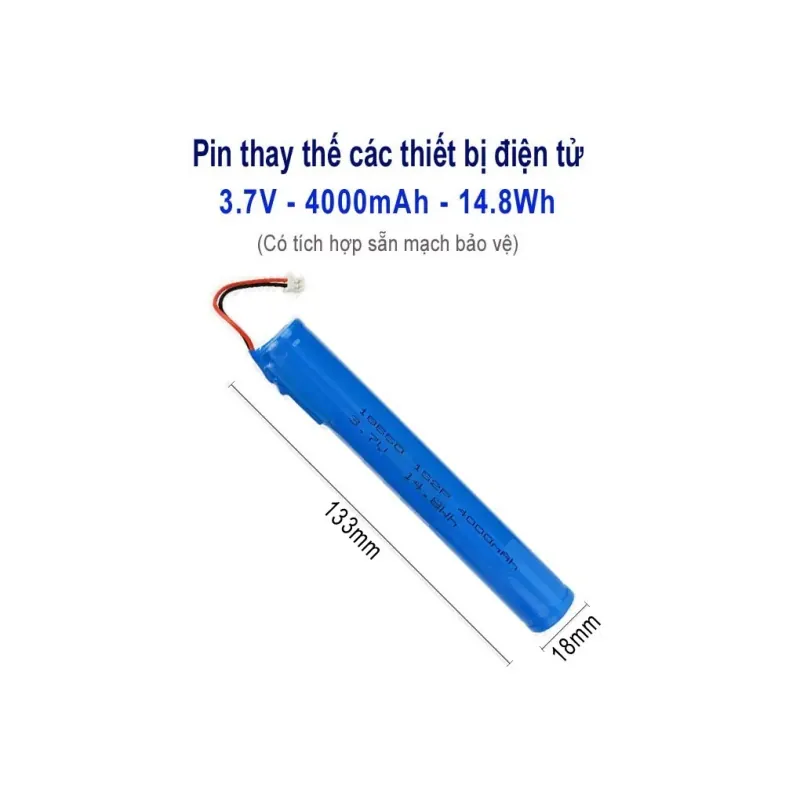 PIN SẠC 18650 3.7V 4000mAh JACK 2.0 (CÓ MẠCH BẢO VỆ), THÍCH HỢP CHO LOA BLUETOOTH 714404