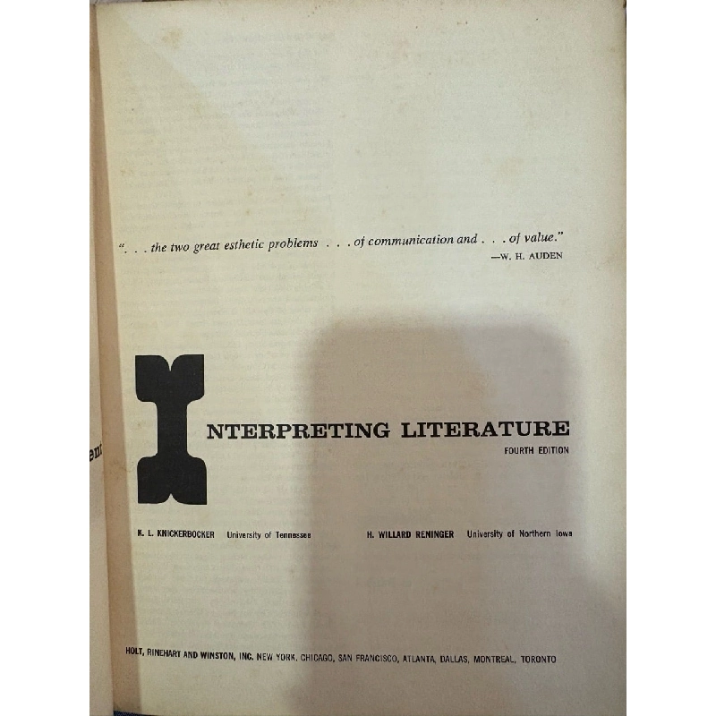 Interpreting literature - Knickerbocker / Reninger 1008309