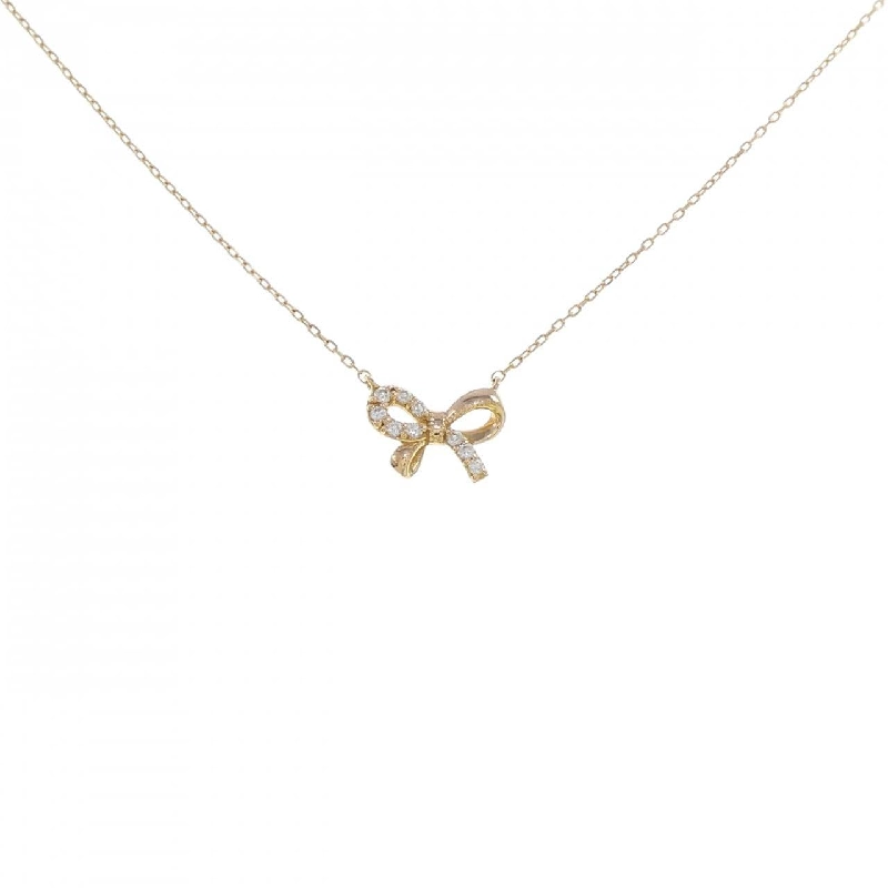 K18PG Dây chuyền kim cương hình ruy băng 0.05CT - Hàng hiệu Chính hãng 862553