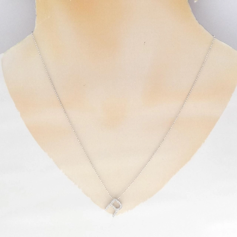 K18WG Chữ cái R Dây chuyền kim cương 0.15CT - Hàng hiệu Chính hãng 857658