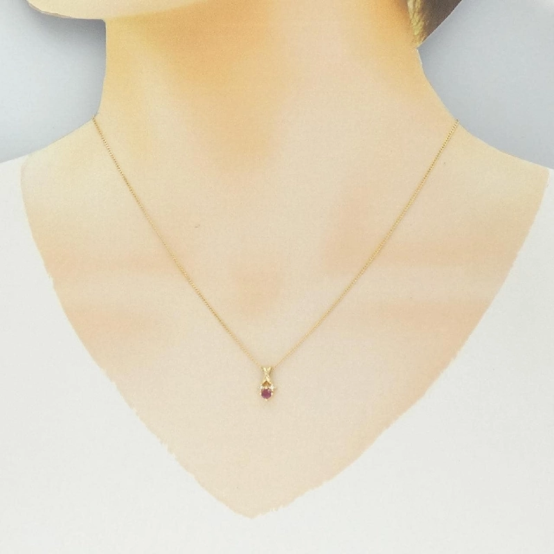 K18YG Dây chuyền Ruby - Hàng hiệu Chính hãng 860755