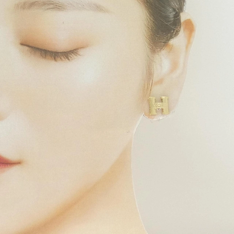 K18YG Chữ cái H Bông tai - Hàng hiệu Chính hãng 864889