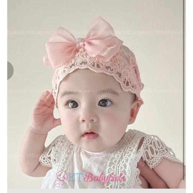 Băng đô che thóp, ren tiểu thư, nơ xinh cho bé gái  462200