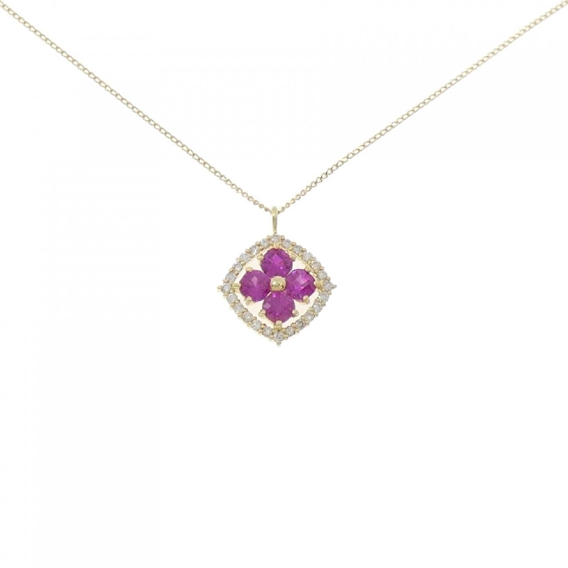 Dây chuyền ruby K18YG hoa 0.60CT - Hàng hiệu chính hãng 861247