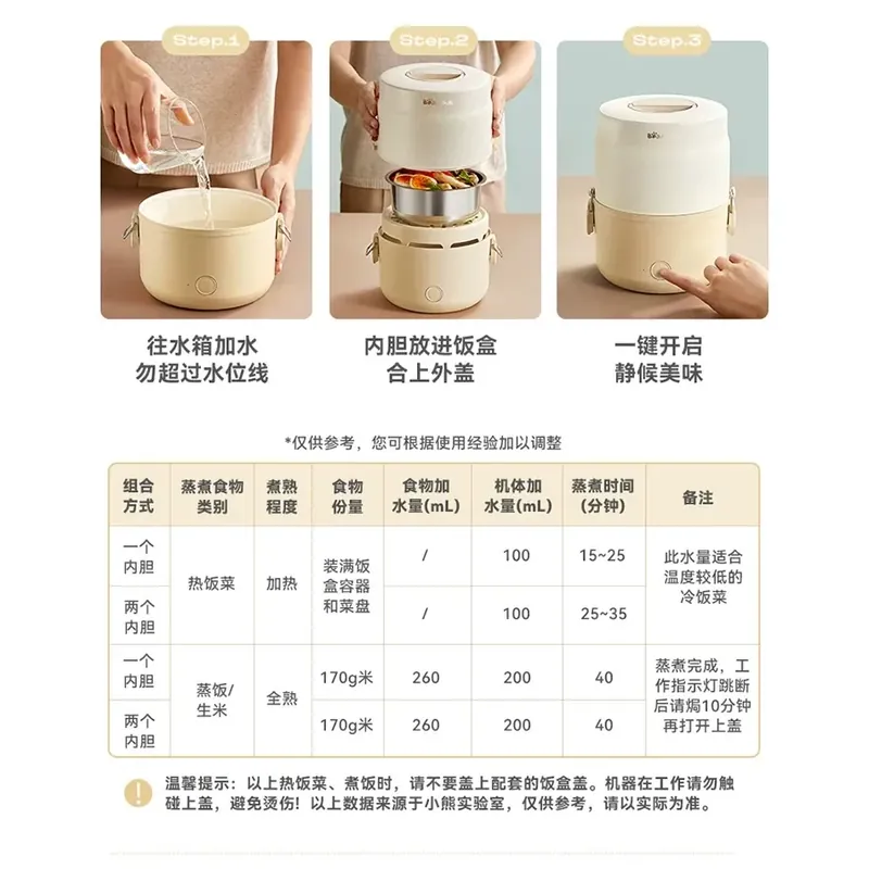 Hộp cơm điện giữ nhiệt Little Bear k thể thiếu đối với những người bận rộn, cho phép 740167